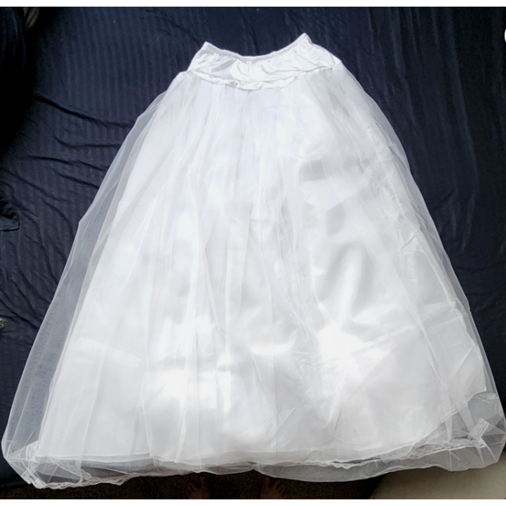 Bridal Petticoat Underskirt 3 Layer Tulle Hoopless Wedding Slip White